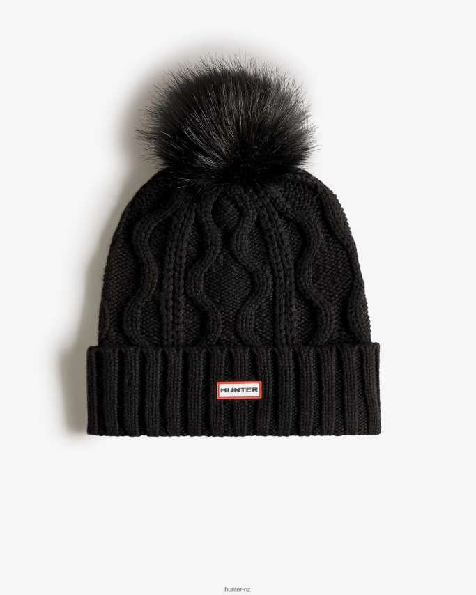 JP0D4D493 Cable Cuff Pompom Beanie Hunter Men