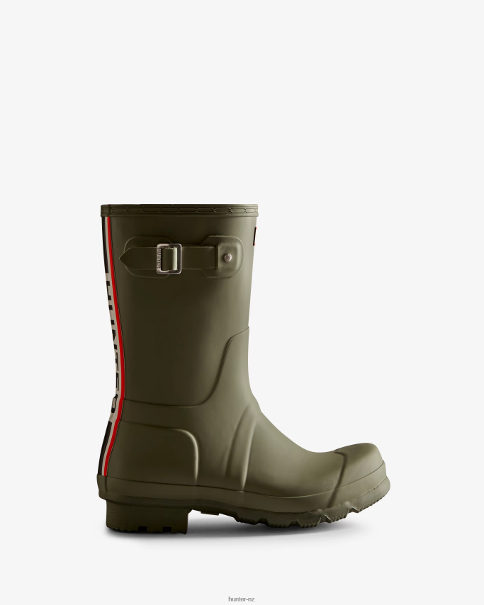 JP0D4D559 Tri-Colour Logo Backstrap Short Rain Boots Hunter Men