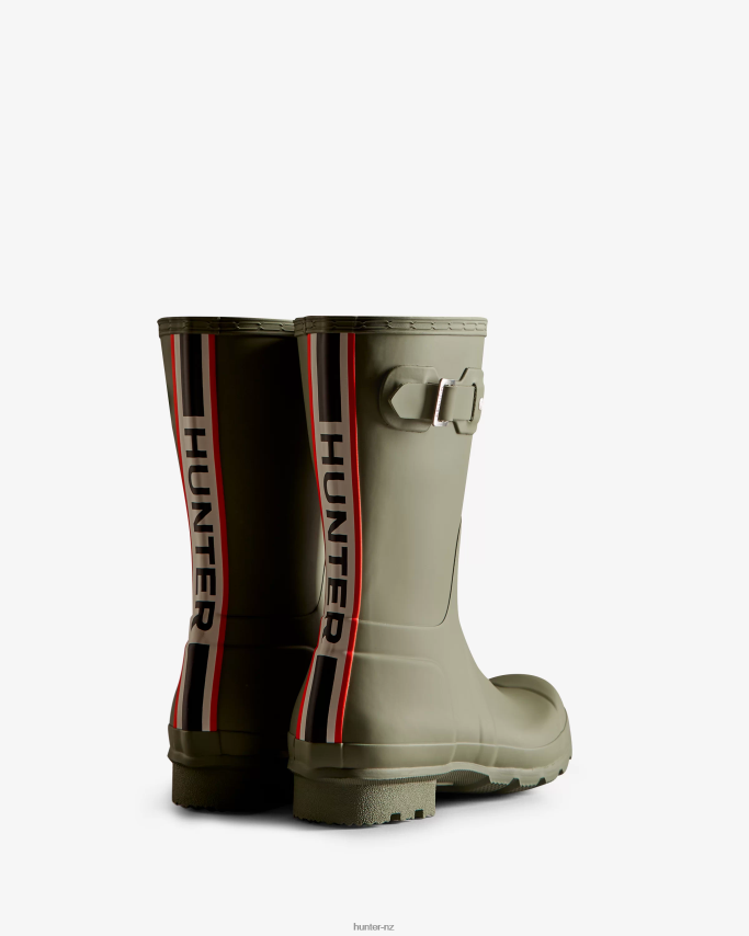 JP0D4D559 Tri-Colour Logo Backstrap Short Rain Boots Hunter Men
