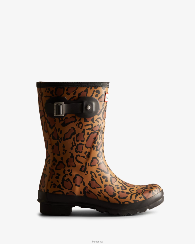 JP0D4D128 Leopard Print Short Rain Boots Hunter Women