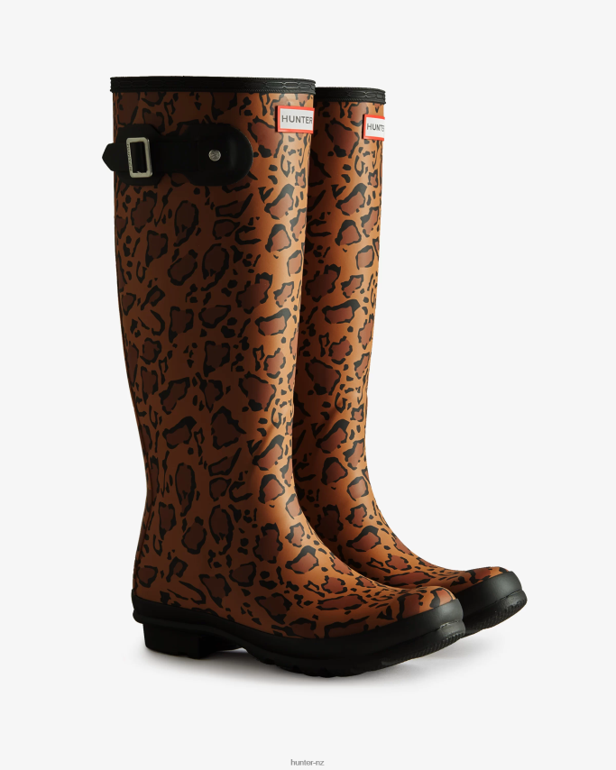 JP0D4D168 Leopard Print Tall Rain Boots Hunter Women
