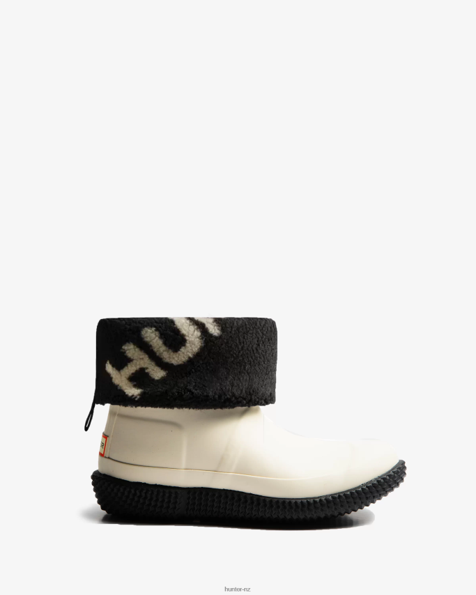 JP0D4D273 Insulated Roll Top Logo Vegan Shearling Boots Hunter Women