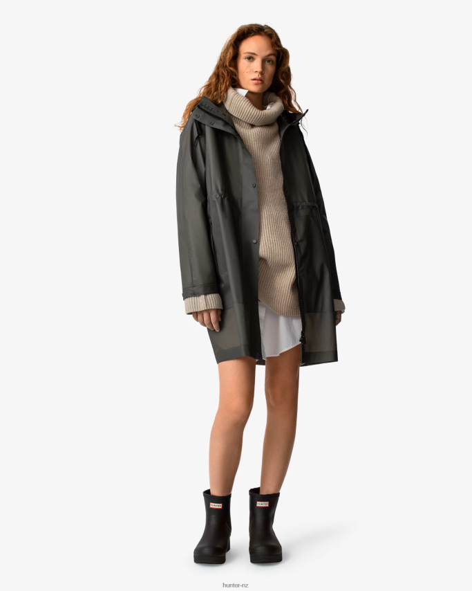 JP0D4D350 Play Transparent Vinyl Waterproof Parka Hunter Women