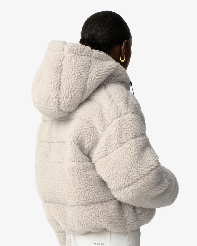 JP0D4D365 Wanderer Vegan Shearling Insulated Short Puffer Jacket Hunter Women