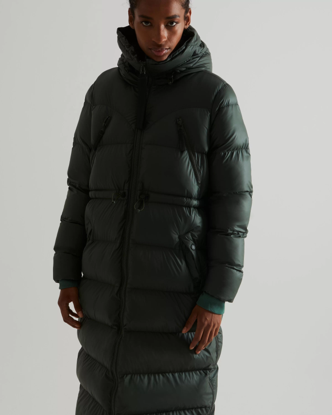 JP0D4D369 Insulated Rubberized Long Puffer Coat Hunter Women