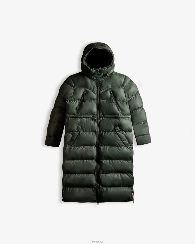 JP0D4D369 Insulated Rubberized Long Puffer Coat Hunter Women