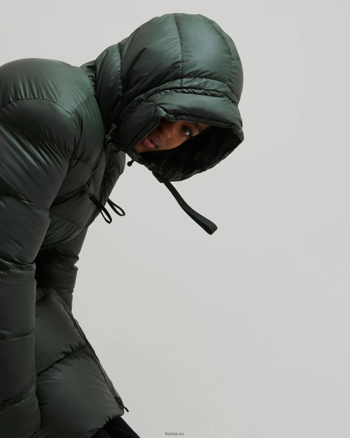 JP0D4D369 Insulated Rubberized Long Puffer Coat Hunter Women