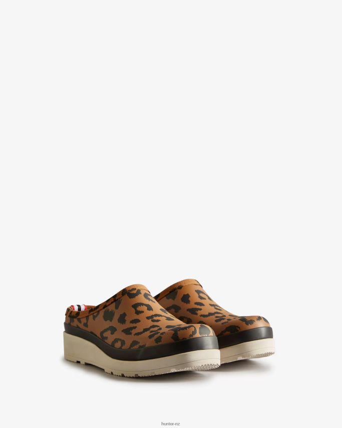 JP0D4D201 Play Hybrid Leopard Print Clogs Hunter Women