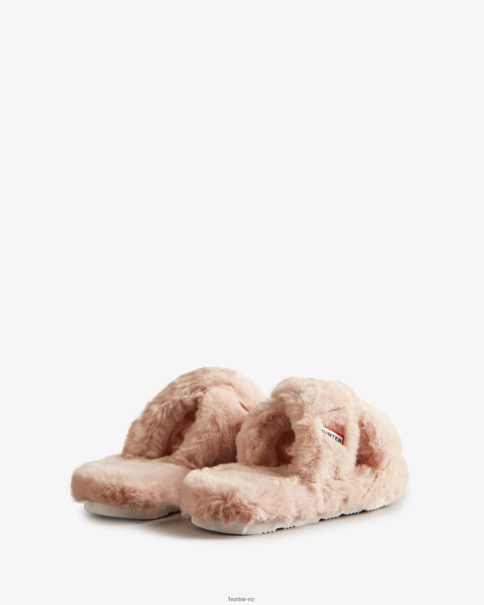 JP0D4D323 Faux Fur Flatform Crossover Slide Hunter Women