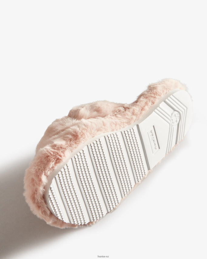 JP0D4D323 Faux Fur Flatform Crossover Slide Hunter Women