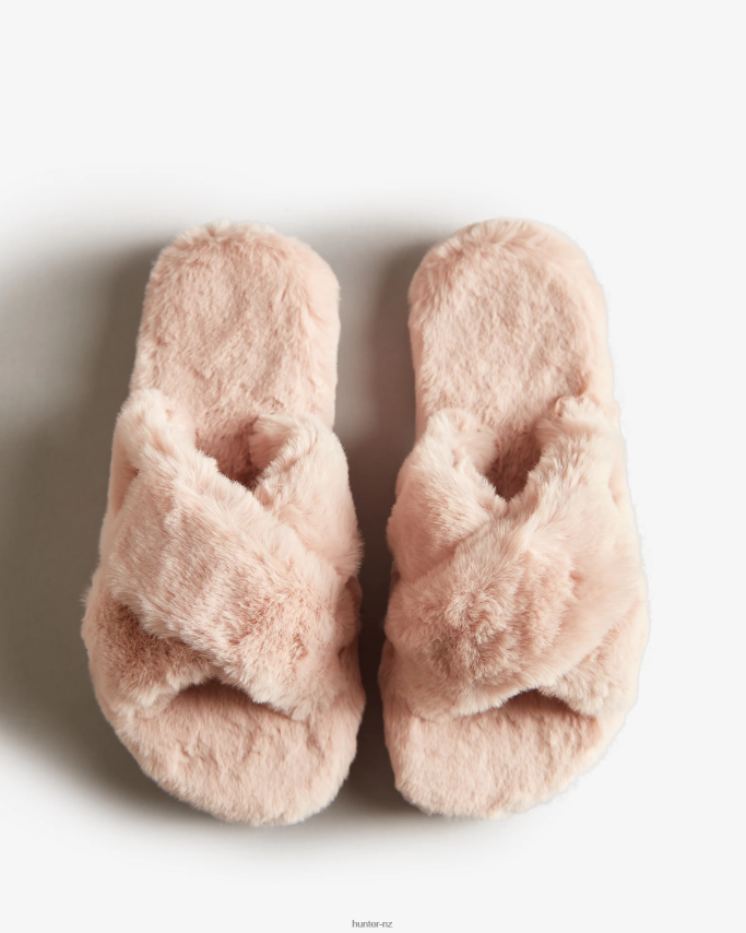 JP0D4D323 Faux Fur Flatform Crossover Slide Hunter Women