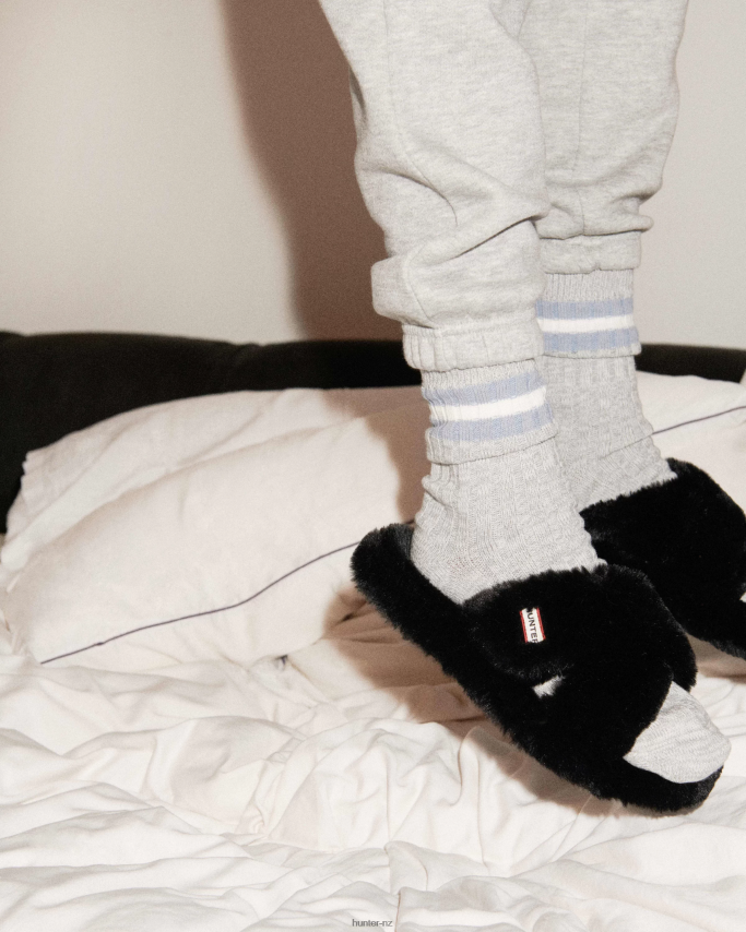 JP0D4D324 Faux Fur Flatform Crossover Slide Hunter Women