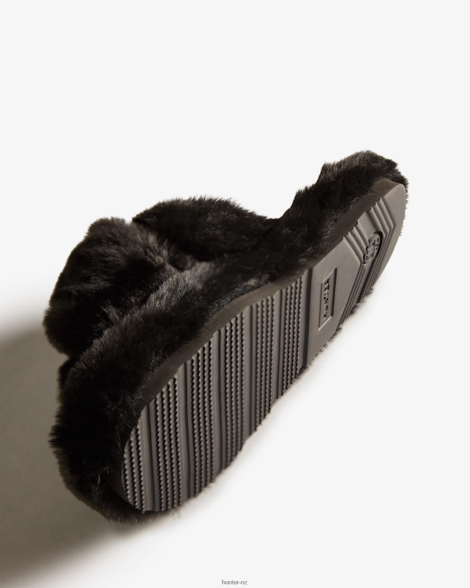 JP0D4D324 Faux Fur Flatform Crossover Slide Hunter Women