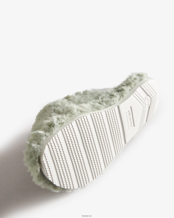 JP0D4D325 Faux Fur Flatform Crossover Slide Hunter Women